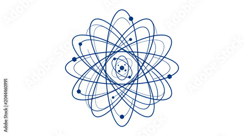 Vászonkép Abstract Atomic Structure with Electrons Orbiting Nucleus, Science Concept