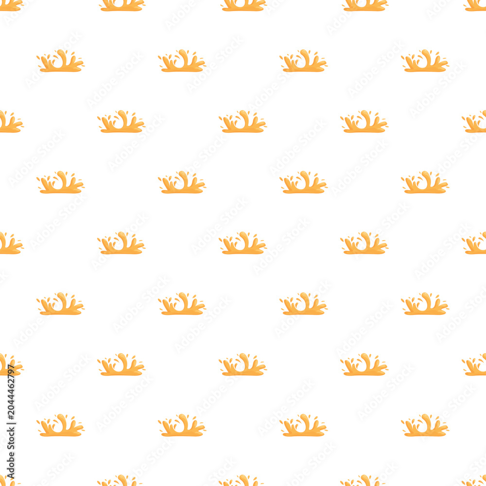 Fototapeta premium Orange liquid splashes creating a bright seamless pattern on a white background