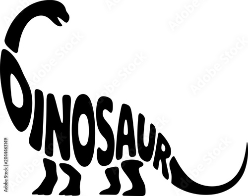Cartoon Dinosaur with Thesaurus Day Text in Simple Black Silhouette on White Background for Graphic Design


