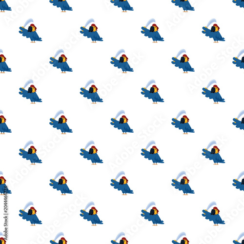Tableau sur toile Repeating cute blue parrot character with pirate hat and cutlass design