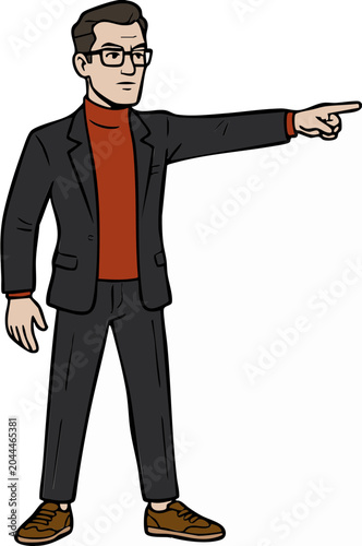 Soccer Coach Pointing Strategy on Field – Sideline Direction Vector Illustration