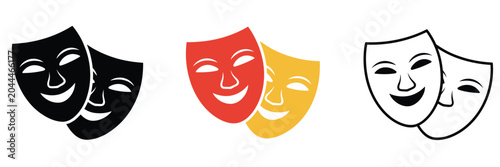 Schilderij op canvas Masquerade vector icon, comic and tragic mask symbol illustration, theater drama