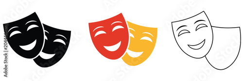 Fényképezés Masquerade vector icon, comic and tragic mask symbol illustration, theater drama