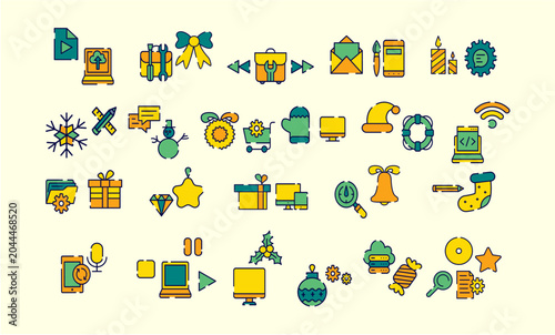 Christmas and development Icon Illustration Vector Template Set