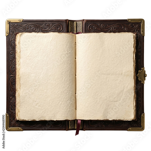 Quadro su tela Antique Leather Bound Open Blank Book
