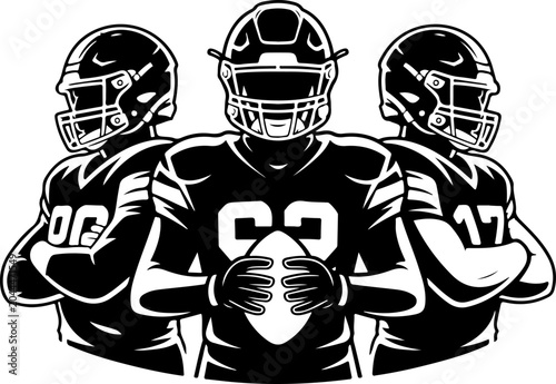 American Football Team Silhouette Players Illustration