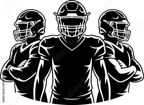 American Football Team Silhouette Players Illustration