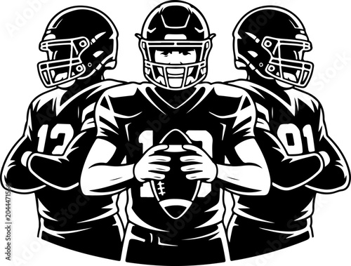 American Football Team Silhouette Players Illustration