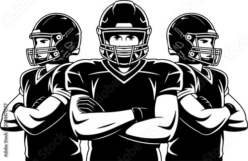 American Football Team Silhouette Players Illustration