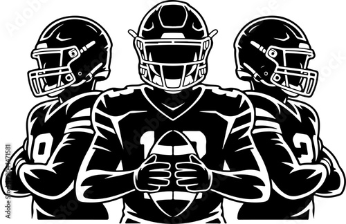 American Football Team Silhouette Players Illustration