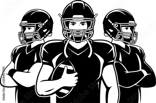 American Football Team Silhouette Players Illustration