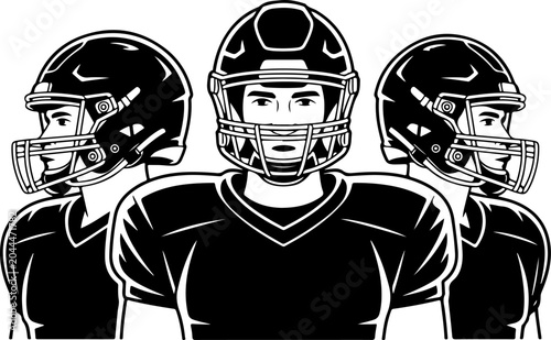 American Football Team Silhouette Players Illustration