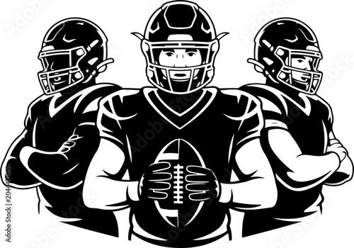American Football Team Silhouette Players Illustration