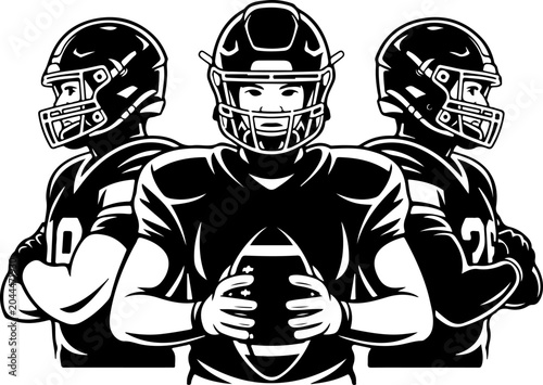 American Football Team Silhouette Players Illustration