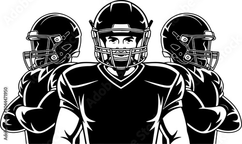 American Football Team Silhouette Players Illustration