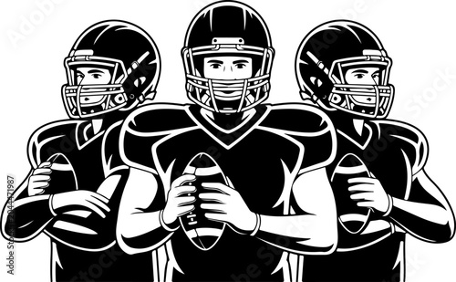 American Football Team Silhouette Players Illustration