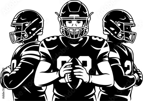 American Football Team Silhouette Players Illustration