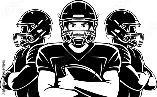 American Football Team Silhouette Players Illustration