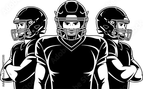 American Football Team Silhouette Players Illustration