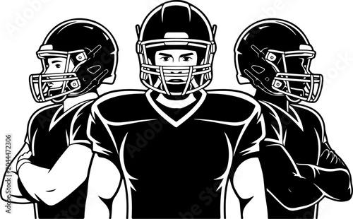 American Football Team Silhouette Players Illustration