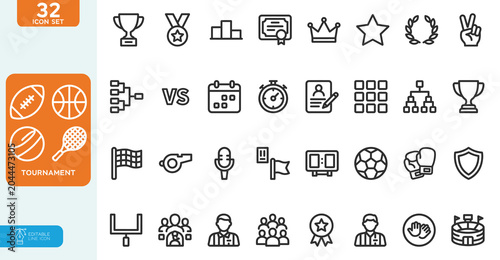 Foto Tournament Vector illustration line editable icon set