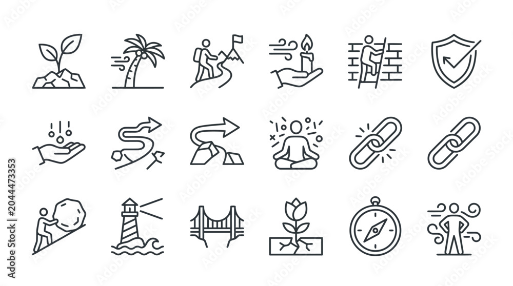 Fototapeta premium Set of minimalist line icons depicting various concepts and ideas