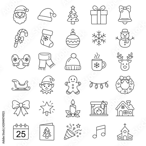 Christmas Line Icons Set design vector templates simple and modern