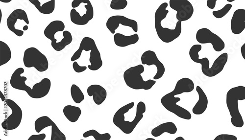 Contemporary Black Animal-Inspired Seamless Pattern on White Background Minimal Graphic Design