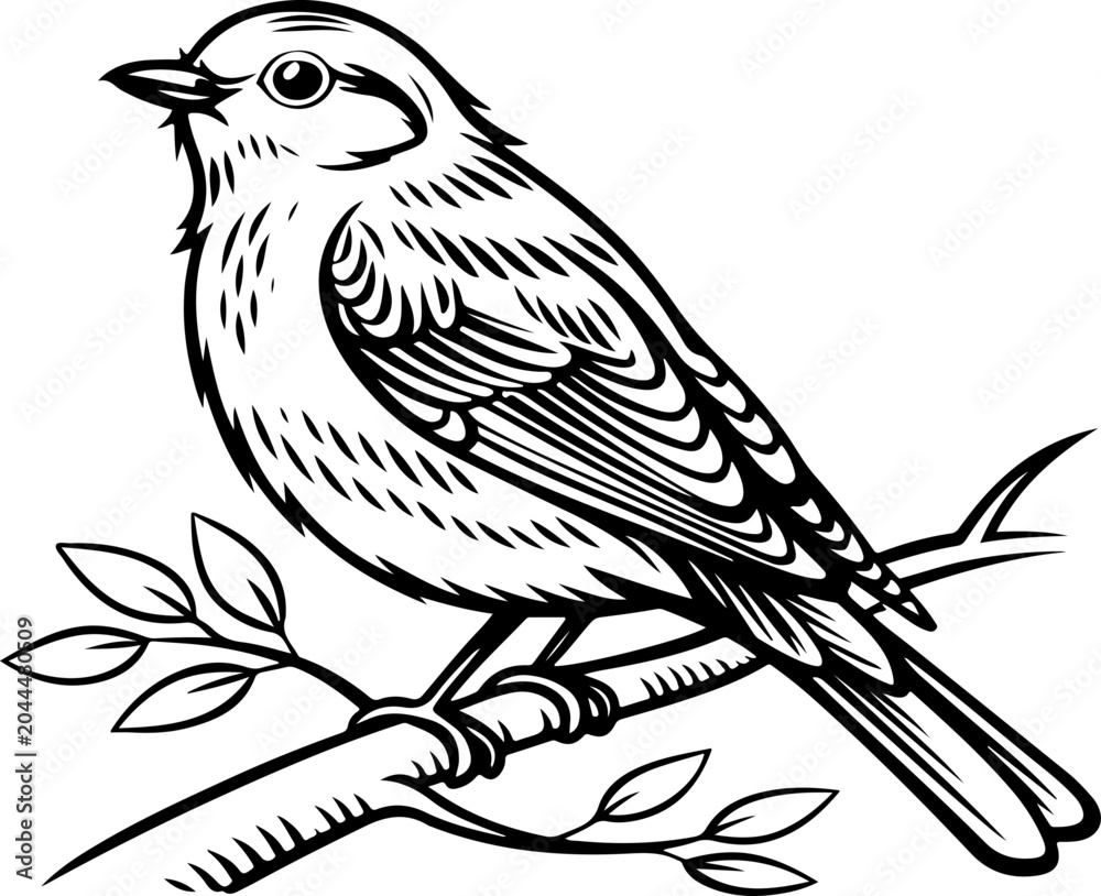Fototapeta premium Small forest bird silhouette