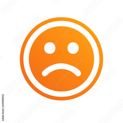Sad face icon with orange gradient on white background
