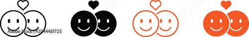 Foto heartfelt couple smiling emoticon logos for love and relationships