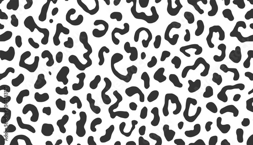Abstract Black Wildlife Seamless Pattern on White Background Minimal Modern Design