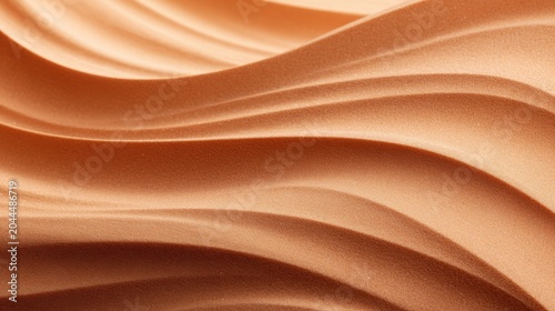 Abstract flowing curves create a soothing pattern of warm orange and peach hues with soft shadows