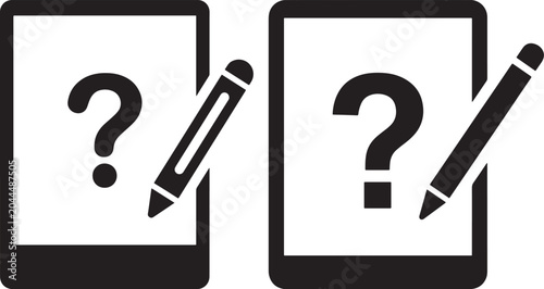 Photos Question mark tablet icons on white background quiz