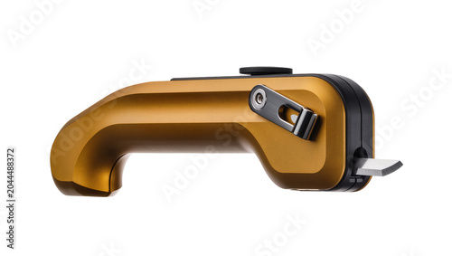 Photos Gold and black ergonomic utility knife with retractable blade