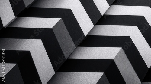 Abstract textured monochrome geometric pattern with interlocking shapes creating a dynamic 3D optical illusion.