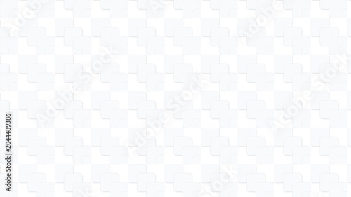 Minimalist white geometric pattern with rounded square shapes moving in a seamless looping motion for modern digital background video animation