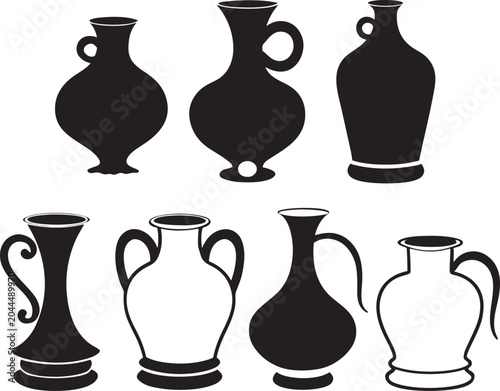 Canvas Print Graphic illustration of a handcrafted earthenware vase