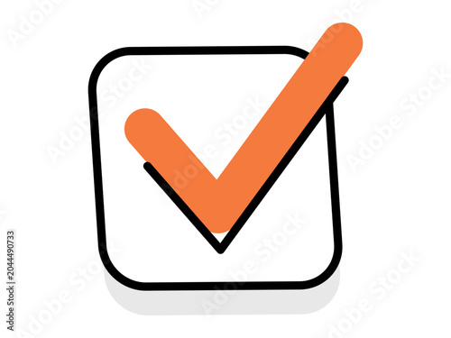 Fotografía Orange check mark in a black square frame vector illustration