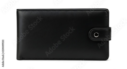 Elegant black minimalist cardholder wallet with button closure
