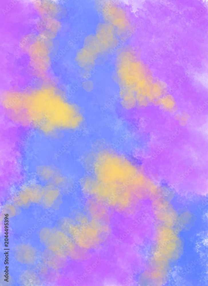 Fototapeta premium Abstract vibrant purple and blue watercolor texture background with yellow highlights