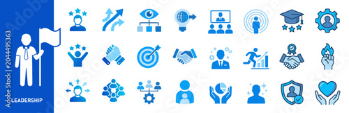 Schilderij op canvas Leadership icons set with various symbols and signs for business success and man