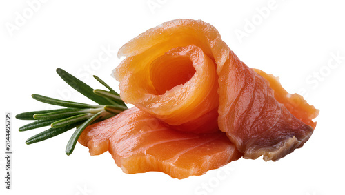 Canvastavla Smoked salmon slices with fresh rosemary sprig