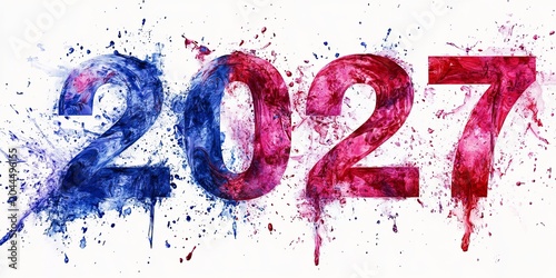 Vibrant Multicolor Numbers with Artistic Splashes and Spatters for Creative Design Projects and Art