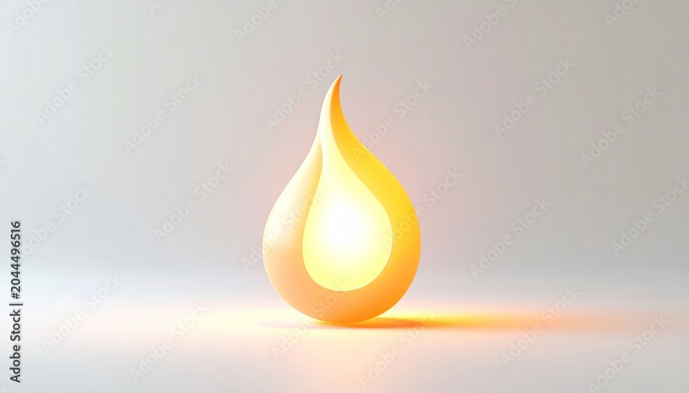 Fototapeta premium Abstract 3D rendering of a flame-like shape, soft lighting