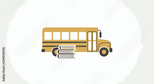 Foto Yellow School Bus With Books.