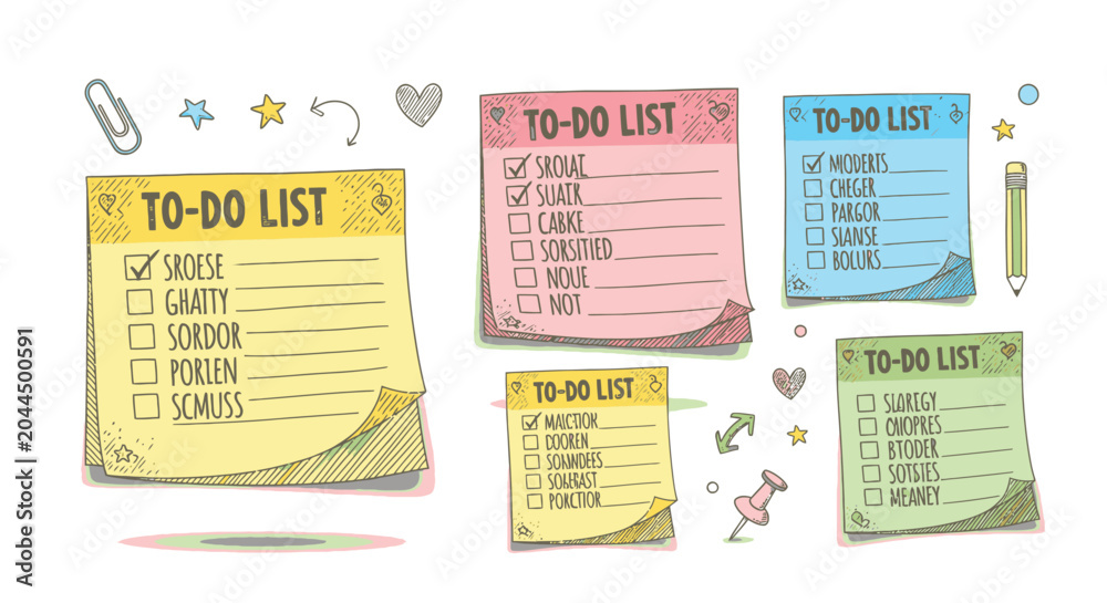 Naklejka premium Colorful sticky notes to do lists.