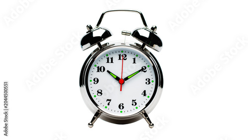 Foto Retro twin bell alarm clock with metal casing and white face