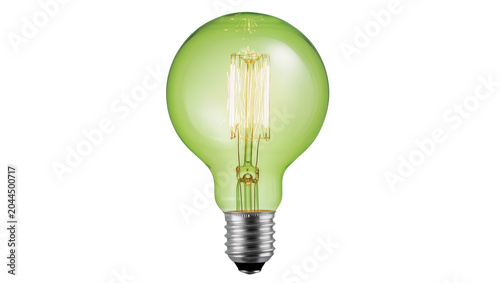 Photos Green Edison light bulb with visible filament