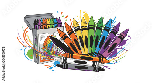 Colorful Crayons in a Box 1.